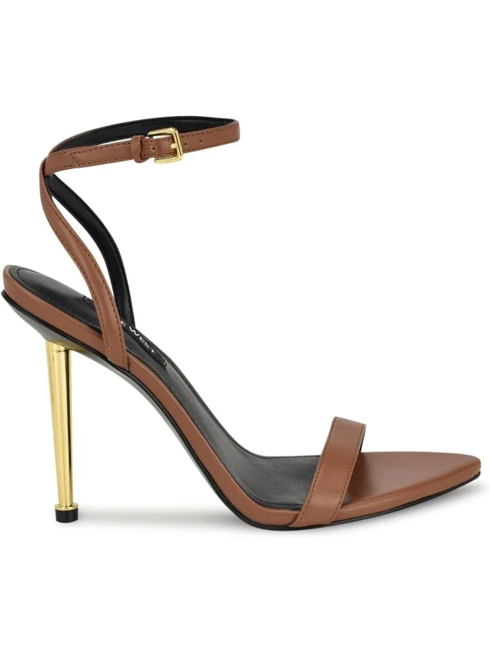 Women's Dark Pecan Open Toe Ankle Strap Reina Lightweight Heel Sandal Shoes